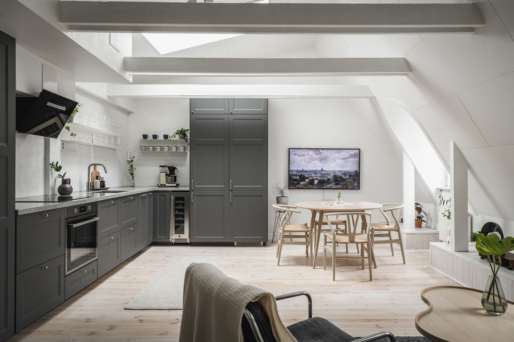 Un deux-pièces de 40m2 rénové sous les toits en style design